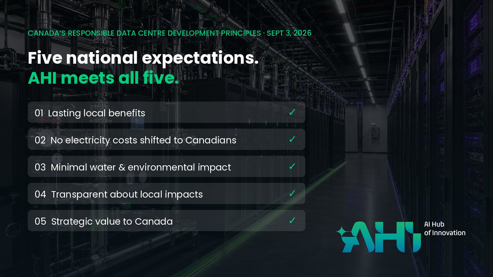 Canada launches Responsible Data Centre Development Principles — AHI publishes its line-by-line alignment